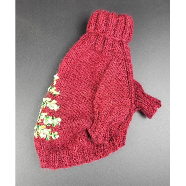 Adīts džemperis sunim  ,,Ziemassvētku,, (bordo)