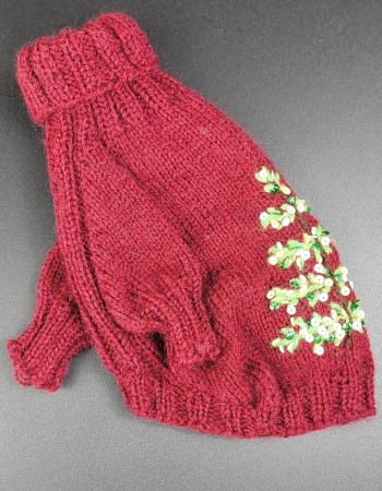 Adīts džemperis sunim  ,,Ziemassvētku,, (bordo)