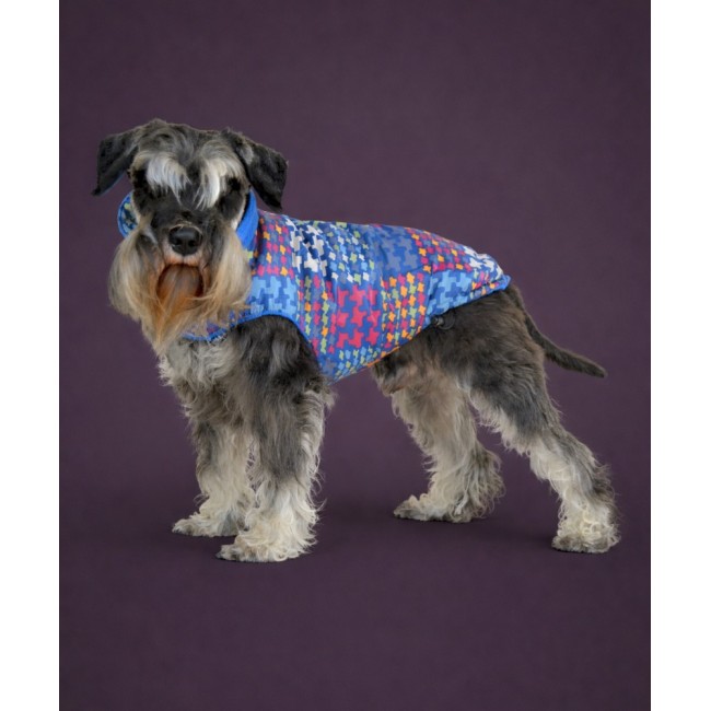 Тёплая попона для собачки (синяя с узором)
