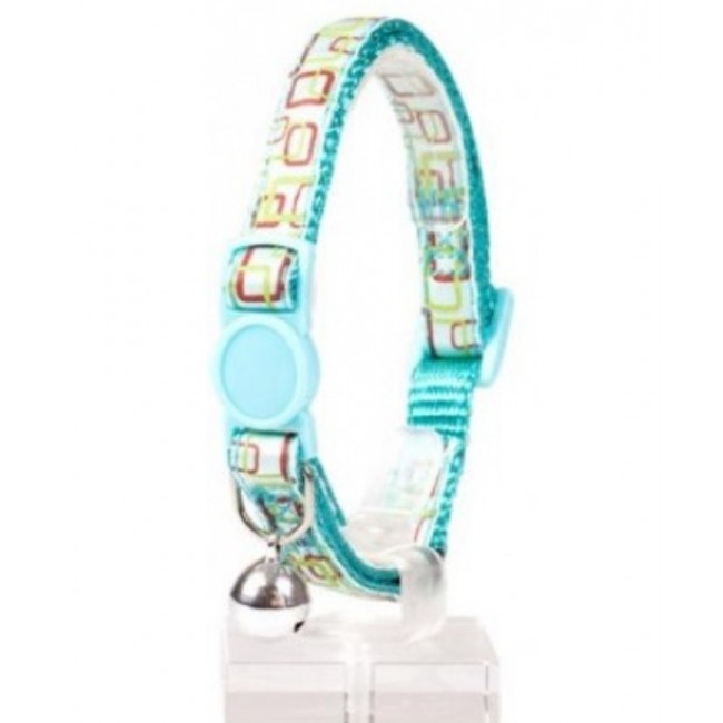 Duvo Plus Cat collar Retro Squares (blue)  - kaklasiksna kaķiem, ar rakstu