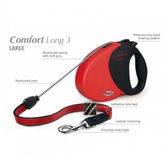  FLEXI Comfort Long L, 8m/50kg - тросовый поводок